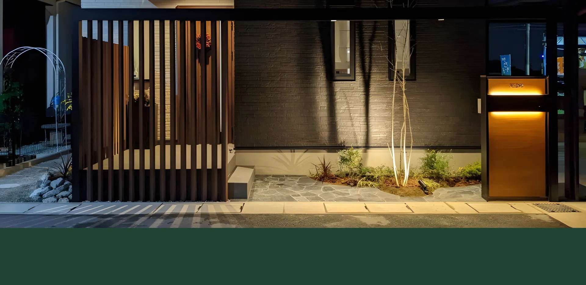 門柱とライトアップの施工事例